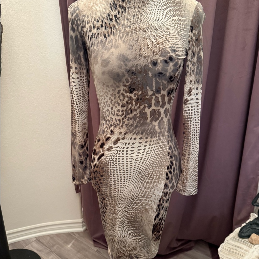 Leopard Print Long Sleeve Dress